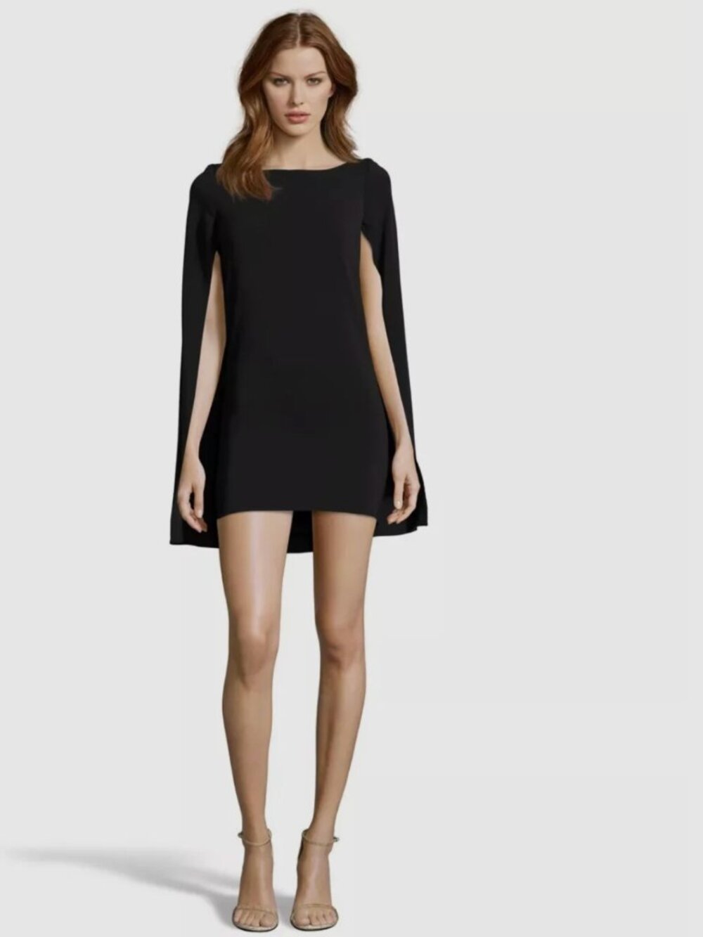 NWT ISSUE New York Black Boatneck Cape Sleeve Stretch LBD Dress Small